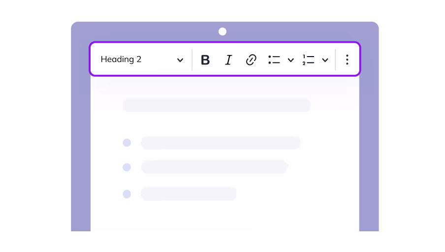 Cabecera del editor con selector de encabezado y barra de formato
