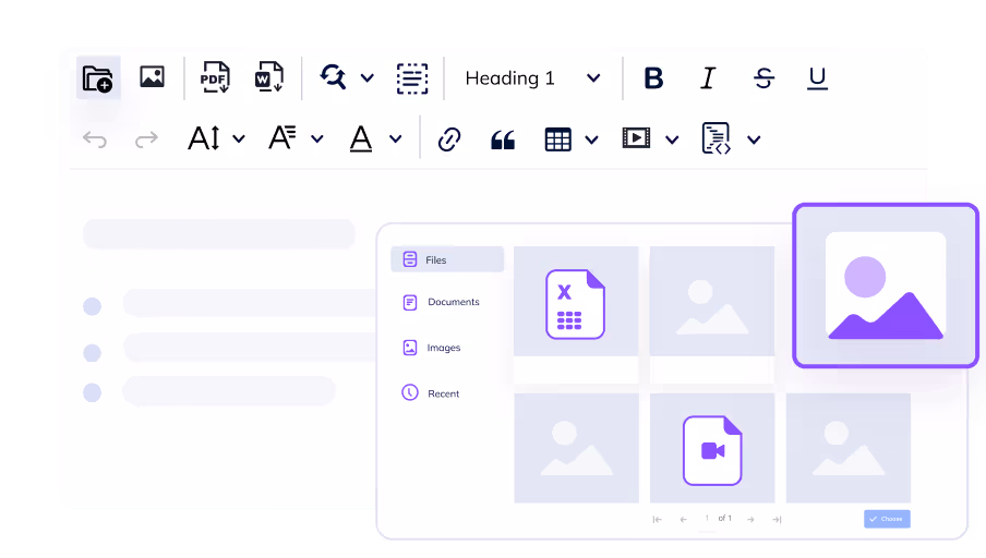 Editor con insercion de imagenes y videos